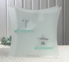Glas-Teelichthalter "Sternendesign", für 2 Teelichte, ca. 17 x 17 cm