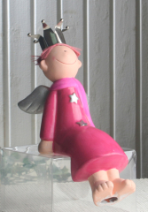 Keramik-Engel "Ben", Kantenhocker, pink