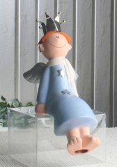 Keramik-Engel "Ben", Kantenhocker, blau