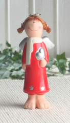 Keramik-Engel Marie, stehend, KLEIN, rot