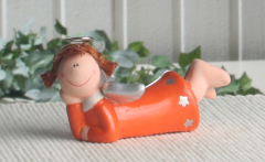 Keramik-Engel "Marie", liegend, KLEIN, orange