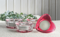 4er-Set Glas-Teelichthalter "Herz", ca. 3 x 7 x 7 cm (HxBxT)