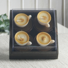 4er-Pack Dekokerze / Teelicht Kaffeetasse "Cappuccino"