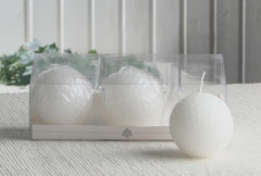 3er-Pack Dekokerze "Golfball", ca. 5 cm Ø, weiß