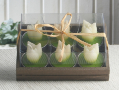 6er-Pack Dekokerze / Teelicht "Tulpe", WEISS