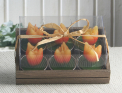 6er-Pack Dekokerze / Teelicht "Tulpe", ORANGE
