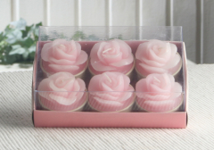 6er-Pack Dekokerze / Teelicht "Rosa Rose", ROSA