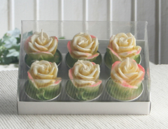 6er-Pack Dekokerze / Teelicht "Rose", CREME