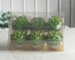 6er-Pack Dekokerze / Teelicht "Sukkulenten"