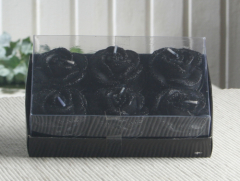 6er-Pack Dekokerze / Teelicht "Glitter Rose", SCHWARZ/Glitzer
