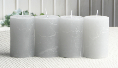 SET: 4x Rustik-Stumpenkerze, 8 x 5 cm Ø, grau