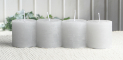 SET: 4x Rustik-Stumpenkerze, 5 x 5 cm Ø, grau