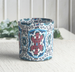 Gemustertes Kerzenglas, Blau-Rot