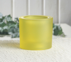 Dickwandiges Teelichtglas, gelb gefrostet