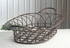 Metallschale/Gitterkorb "MITTEL", oval, antikrost, ca. 46 x 25 x 10 cm (LxBxH)