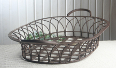 Metallschale/Gitterkorb "GROSS", oval, antikrost, ca. 53 x 30 x 10 cm (LxBxH)