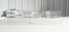 3er-Teelichthalter Tube ECKIG, Glas, ca. Länge 23,5 cm