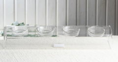 4er-Teelichthalter Tube ECKIG, Glas, ca. Länge 29 cm