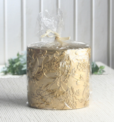 Deko-Stumpenkerze OVAL "Blooming Ornament", ca. 9,5 x 9 cm