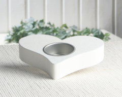 Teelichthalter "Herz" mit Ornamenten, weiß