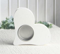 Teelichthalter "Herz" mit Ornamenten, weiß