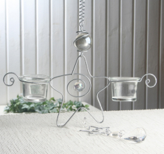 Hängedeko "Stern" mit 2 Kerzengläsern, SILBER/KLAR