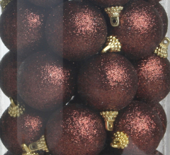 Glitterkugel Kunststoff, 8er-Dose, ca. 6,5-7 cm Ø, braun