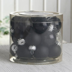 Glaskugeln, 18er-Dose, ca. 3,6-3,8 cm Ø, schwarz-silber glänzend/matt