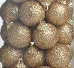 Glitterkugel Kunststoff, 14er-Dose, mittel ca. 5,5-6 cm Ø, gelbgold (grünlich)