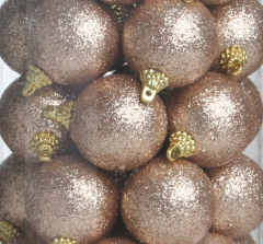 Glitterkugel Kunststoff, 14er-Dose, mittel ca. 5,5-6 cm Ø, hellgold