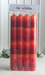 4er-Pack Stabkerze "Paso", ca. 20 x 2,2 cm Ø, orange-rot-bordeaux-mocca