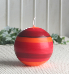 Kugelkerze "Paso", 8 cm Ø, orange-rot-bordeaux-mocca