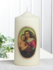 Marienkerze Madonna, 15 x 7 cm, Rundbild