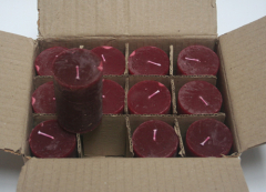 Posten 731: 1-B-Ware, 12 x Rustik-Kerzen 8 x 5 cm Ø, rubinrot-bordeaux
