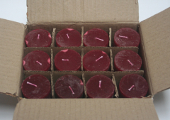 Posten 731: 1-B-Ware, 12 x Rustik-Kerzen 8 x 5 cm Ø, rubinrot-bordeaux
