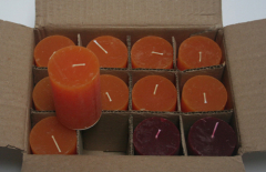Posten 733: 1-B-Ware, 12 x Rustik-Kerzen 8 x 5 cm Ø, mandarin-bordeaux