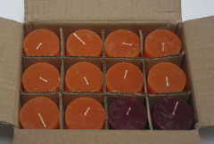Posten 733: 1-B-Ware, 12 x Rustik-Kerzen 8 x 5 cm Ø, mandarin-bordeaux