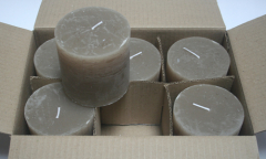 Posten 738: 1-B-Ware, 6 x Rustik-Kerzen 10 x 10 cm Ø, sand