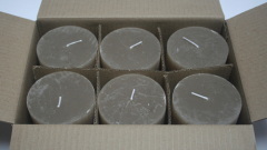 Posten 738: 1-B-Ware, 6 x Rustik-Kerzen 10 x 10 cm Ø, sand