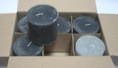 Posten 737: 1-B-Ware, 6 x Rustik-Kerzen 10 x 10 cm Ø, anthrazit-grau