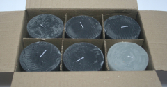 Posten 737: 1-B-Ware, 6 x Rustik-Kerzen 10 x 10 cm Ø, anthrazit-grau