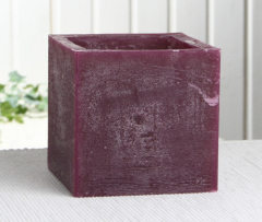 1-B-Ware!!! Wachswindlicht, viereckig, 10 x 10 x 10 cm, pflaume / burgund