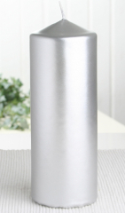 Selbstverlöschende Sicherheitkerze 15 x 6 cm Ø, Silber