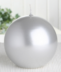 Selbstverlöschende Sicherheits-Kugelkerze 8 cm Ø, Silber