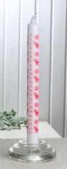Adventskalender-Stabkerze "Scandic Christmas", 25 x 2,2 cm Ø, weiß-rot