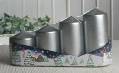 EWA-Stumpenkerzen-Advents-Set, 4er Packung, SILBER-METALLIC