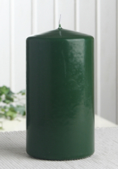 Sparpack: 12x Stumpenkerze 13 x 7 cm Ø, Jägergrün-Dunkelgrün