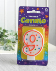 Geburtstagskerze / Zahlenkerze (Punkte), ca. 7,5 cm hoch, "9"