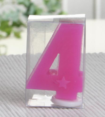 Durchgefärbte Geburtstagskerze / Zahlenkerze "4"