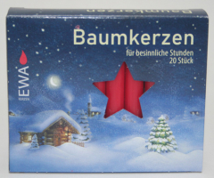 Sparpack: 20x 20er-Packung EWA-Baumkerzen, (400 Kerzen), 10,5 x 1,3 cm Ø, Rot